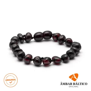 Pulseira de âmbar adulto barroco cherry polido