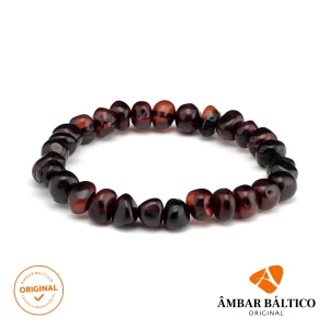 Pulseira de âmbar adulto barroco cherry polido sem fecho - 18 cm