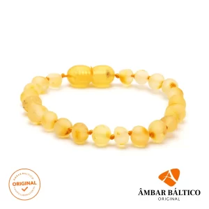 Pulseira de âmbar adulto barroco limão rústico