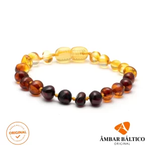 Pulseira de âmbar adulto barroco rainbow polido