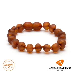 Pulseira / tornozeleira de âmbar bebê barroco cognac rústico - 14 cm