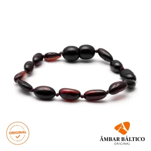 Pulseira / tornozeleira de âmbar bebê olive cherry polido - 14 cm