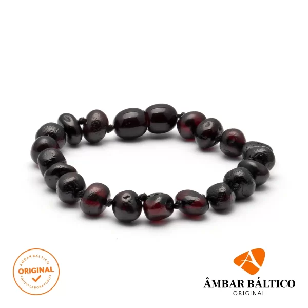 Pulseira / tornozeleira de âmbar criança barroco cherry polido - 16 cm